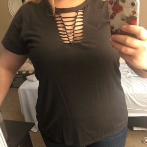 Torrid Gray Cutout Shirt